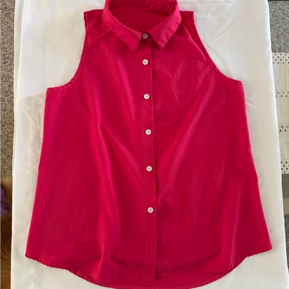 Women’s Sleeveless Button-Front Blouse - Hot Pink